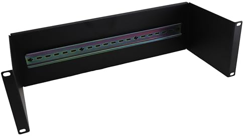 kenable 3U DIN Rail Recessed Bracket for 19 Inch Data Networking Rack Cabinet Mount Accessories Black Steel 170mm Depth