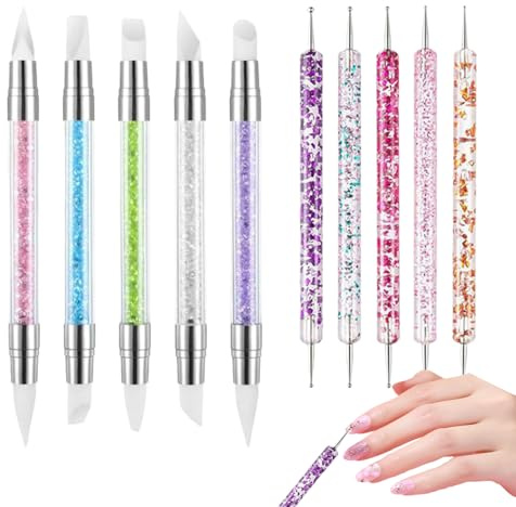 BommFu Stylo Sculpteur Gel 3D - Pinceau Double Pointe Silicone Pour Modelage | Stylo Polyvalent pour Manucure Nomade Maison École Voyage