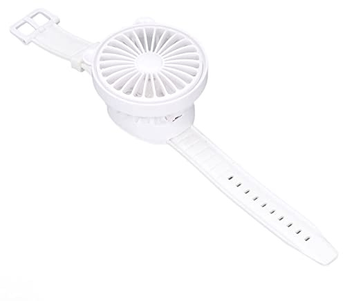 Hztyyier Cooler Uhrenventilator mit Handgelenkschlaufe, Verstellbarer, USB-Aufladung, Tragbarer Cartoon-Ventilator für und Mädchen (White)
