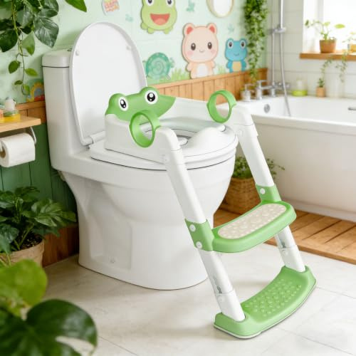 Adaptador WC Niños con Escalera,Inodoro de Entrenamiento 2 en 1 para Niños,Portatil Orinal Asiento Baño Inodoro,Plegable Portatil Infantil Asiento Inodoro para Niños y Niñas