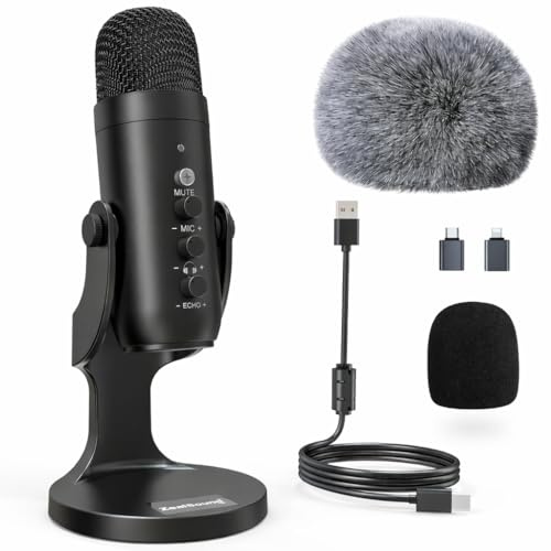 zealsound K66 Mikrofon (Schwarz) und D65 Fell-Windschutz (Schwarz)