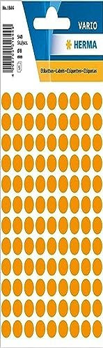 HERMA 1844 Punktaufkleber Klebepunkte leuchtorange, 540 Stück, Ø 8 mm, 108 pro Bogen, selbstklebend, Markierungspunkte für Kalender Planer Basteln, matt, blanko Papier Farbpunkte Etiketten Aufkleber