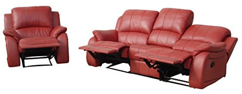 Mapo Möbel Voll-Leder Bettsofa Garnitur Relaxsessel Fernsehsessel 5129-3+1-206