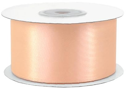 Satinband 38mm x 25m Rolle - FARBAUSWAHL in 3/6/12/18/25/38/50/75/100mm - farbecht & waschbar - Schleifenband für Hochzeit - Geschenkband zum Verpacken Dekorieren Basteln - Apricot 714