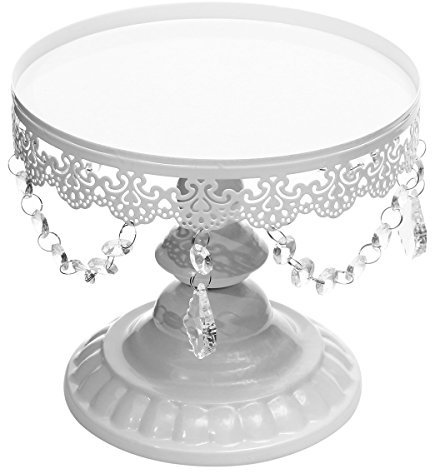 Baogu Vintage Tortenständer Kuchenplatte Tortenplatte mit Kristall für Wedding Party (Weiß, L)