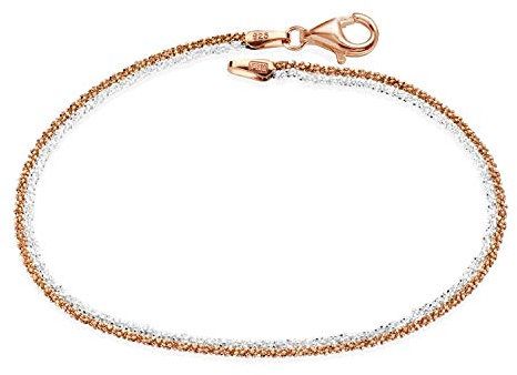 MATERIA Rosegold Armband Damen Criss Cross - Frauen Armkettchen Silber 925 vergoldet bicolor 18,5cm in Etui SA-103