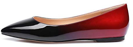 Castamere Donna Piatto Tacco Moda Antiscivolo Ballerine Punta Appuntito Basse Scarpe Nero Rosso Pelle Verniciata Scarpe EU 38