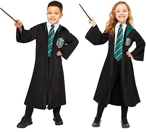 amscan Childs Girls Boys Officially Licensed Warenr Bros. Slytherin Robe Fancy Dress Costume