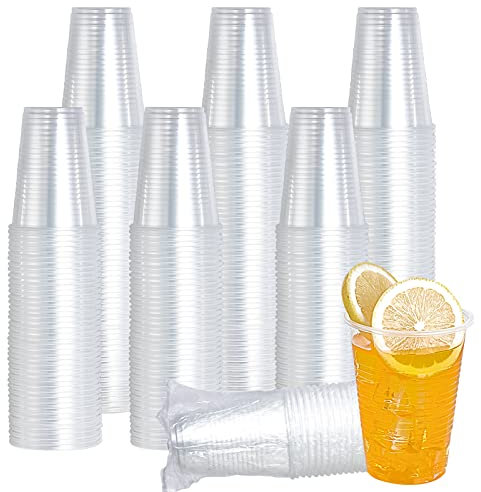 Vplus Transparente Kunststoffbecher, einzeln verpackt, PP-Kunststoffbecher, Einweg-Trinkgläser für Hotel, Party, Erntedankfest, Weihnachten, 500 Stück