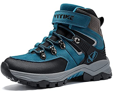 ELAPHURUS Kinder Winterstiefel Schneestiefel Warmfutter Wanderschuhe Jungen Stiefel Mädchen Baumwollschuhe Bequem Trekking Wanderstiefel,Saphir Blau, 34EU