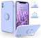 SouliGo for iPhone XS Max Case Silicone Gel 360° Ring Holder Kickstand Magnetic Car Mount Slim Soft Rubber Anti-Scratch Protective Shockproof Phone Cases for iPhone XS Max 6.5 - Purple