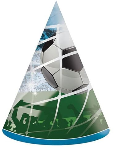 Procos - Cone Party Soccer Ball Soccer Fans Caps in FSC Paper, 6 Pieces, PR93749