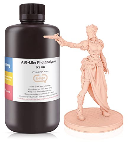 ELEGOO 405nm ABS-Like Resin, LCD UV Rapid Resin Hohe Präzision, Nicht Spröde, Nicht Giftig für LCD/DLP 3D Drucker Photopolymer Resin 1000g Beige