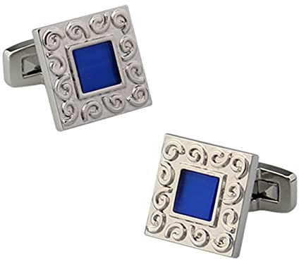 Manschettenknöpfe Herren Viereckig Blau, Cufflinks Men Kupfer Anzug Accessoires Schmuck Zirkonia Geschenk