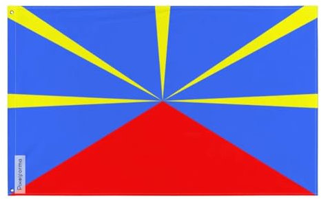 Drapeau Réunion Plusieurs Tailles en Polyester 192x288cm 3. Bande blanche sans œillets