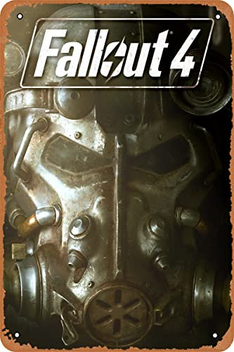 Clilsiatm Fallout 4 Game Poster Videogiochi Targa in metallo Vintage Decorazione da parete 20 x 30 cm
