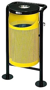 LSHTAR Poubelle d'acier inoxydable de rue publique, poubelle intérieure extérieure avec cendrier, poubelles en métal pour le parc de jardin d'hôtel