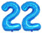 Ponmoo 40 Zoll Foil Luftballons Zahlen 22 Blau (101cm), Aufblasbares Helium oder Luft, Riesige Folienballons Nummer 0-100, Große Ballons für Hochzeitstag und Geburtstagsparty Ballon Dekoration