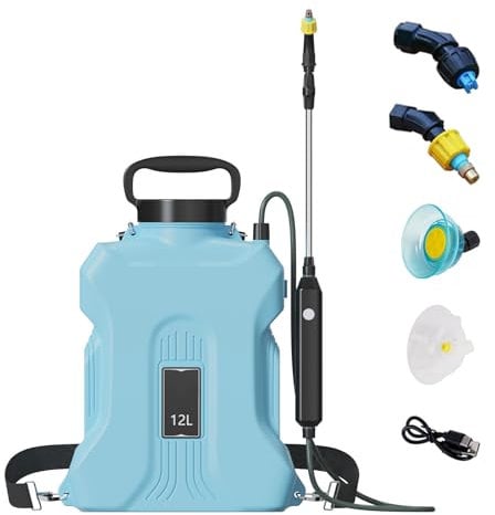Akku Drucksprüher, 7/12 Liter Gartenspritze Sprühgerät für Pflanzenschutz Garten, Rückenspritze mit Düsen & Verstellbare Schultergurt, Drucksprühgerät Pflanzensprüher Gartensprüher (Blau 7L)