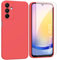 ARRYNN Coque pour Samsung Galaxy A25 5G (6.5) avec Film Protection écran en Verre trempé,Etui de Protection Antichoc Housse Ultra Premium TPU Silicone Liquide Flexible Case - Rouge