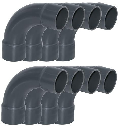 HAF® 8X PVC Fittings Bogen 90° mit 2X 50mm Klebemuffen - Verbinder aus grauem PVC-U für Rohre, Rohranschlüsse, Poolverrohrungen und vieles mehr...| Qualität: Made in Europe - Menge: 8 Stück