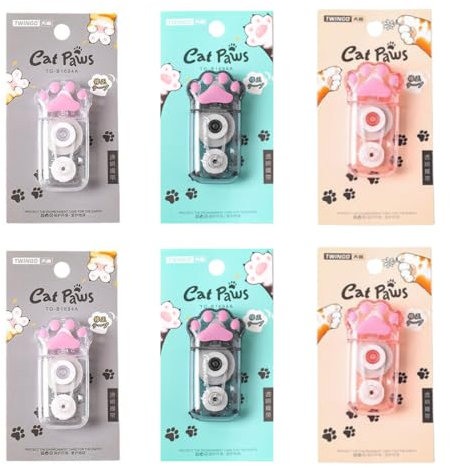 LEEQ 6PCS Mini Korrekturroller - Katzenpfoten-Korrekturband, mini kompakt, Ungiftig,umweltfreundlich, geeignet für süße Mädchen(5mm*6m)