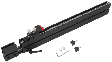 Miter Gauge Fence, Aluminum Alloy Telescoping T Slot Track Table Fence System, Accurate Metric Imperial Miter Saw Fence for Tablesaw, Woodworking Accessories