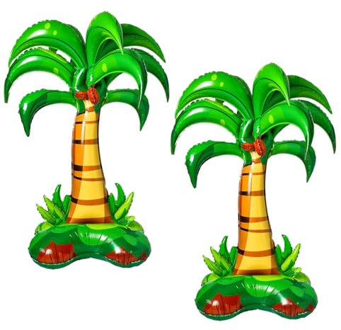 Palmier Gonflable,2 Pcs Palmiers Gonflables Jouets,Ballons en Aluminium Hawaïen,Palmiers Gonflables,Hawaïenne Ballon Géants Décorations, Décoration Fête Hawaii, Décorations pour de Summer Plage