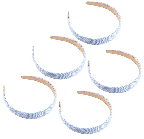 DEARMAMY 5 Stück-pack Modische Karierte Haarbänder Damen Leicht Dehnbar Blau Modische Stirnbänder für Outdoor Tanzen und Freizeit