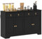 HOMCOM Buffet Meuble de Rangement Armoire de Cuisine Style Rural 2 tiroirs et 2 placards avec étagères à hauteurs réglables - dim. 121L x 37l x 75H cm Noir