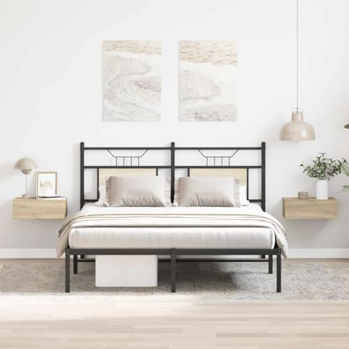 HETFTJN 2er Set Hängende Nachttische Sonoma-Eiche 40x30x15 cm mit Schublade Modernes Wand-Design Robust & Platzsparend für Schlafzimmer Wohnzimmer Flur