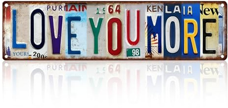 Love You More Sign Vintage Metal Emotional Expression Wall Plaques Decoration Hangable Art Painting Wall Sign for Home Bar Coffee Wall Art 12.01 × 4.49 Inches