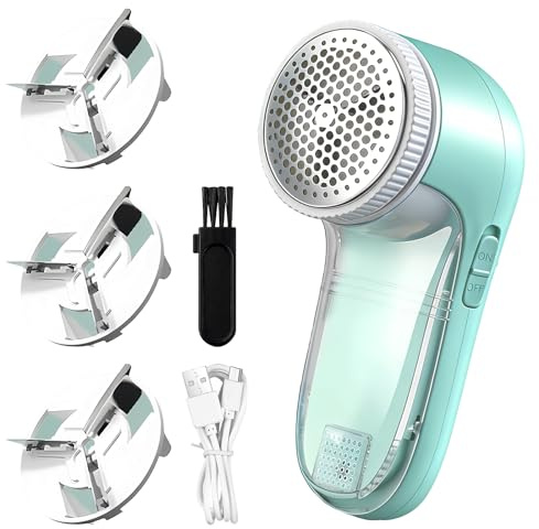 Lint Remover Fabric Shaver, Electric Bobble Remover for Clothes, With 4 Replaceable Blades, Cleaning Brush, USB Charging, Debobbler Clothes Shaver for Clothes Bedding Woolen Cashmere Sweaters