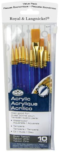Royal & Langnickel Paintbrushes, Taklon Set, 10/Pkg, Blue
