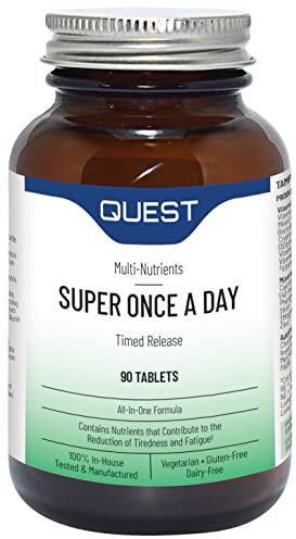 Quest Super Once A Day Multivitamin & Minerals Tablets. 17 Vitamins & 12 Minerals with Vitamin A, B, C, D, Iron & Zinc for Men & Women. for Optimal Health, Reduces Fatigue & Immunity. (90 Tablets)