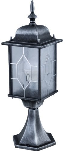 Konstsmide Milano 7246-759 Sockelleuchte / B: 16cm T: 16cm H: 51cm / 1x75W / IP43 / lackiertes Aluminium / schwarz/silber
