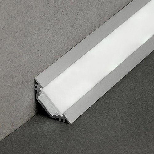 LEDsikon® LED Eck Profil TRIO-T Alu 1m eloxiert + weisse Blende für LED Streifen