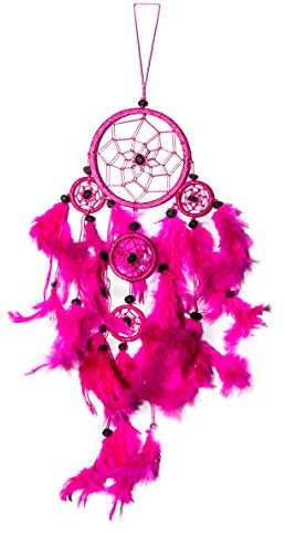 40cm x 9cm Dreamcatcher Knall Pink Traumfänger 5 Ringe Indianer