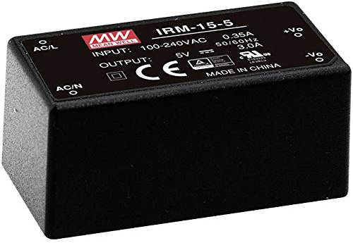Mean Well IRM-15-5 - Fuente de alimentación (5 V, CC, 3 A, 15 W)