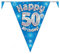 Happy 50th Birthday Blue Holographic Foil Party Bunting 3.9m Long 11 Flags