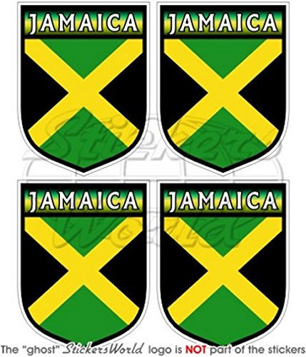 Jamaika jamaikanischen Rasta Shield 50 mm (5,1 cm) Vinyl bumper-helmet Sticker, Aufkleber X4