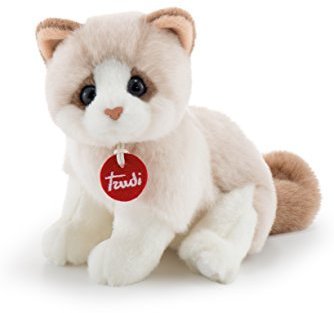 Trudi Gattino Brad Bianco/beige Gatto Peluche gioco, Regalo di Natale e Compleanno, riproduzione realistica | 15x19x20cm Taglia S | Classici Gatti Peluche | Modello 20872