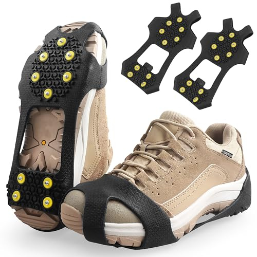 Ice Cleats Snow Traction Cleats Crampons for Shoe and Boots Non-Slip Overshoe for Walking on Snow and Ice Rubber Walking Cleats Anti Slip Crampons