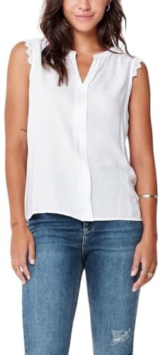 ONLY Top Senza Maniche con Dettagli in Pizzo - Blusa Casual da Donna, Colore:Bianco, Taglia:40