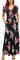 OUGES Sommerkleid Damen Kurzarm V-Ausschnitt Kleider Casual Boho Kleid Maxikleid mit Taschen Partykleid(Floral-6, XXL)