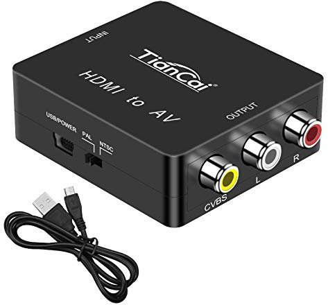 Tihokile HDMI a AV Adaptador 1080P HDMI a AV RCA CVBS Compuesto Video Audio Convertidor Apoyo PAL/NTSC para PC Laptop Wii PS3 PS4 TV STB VHS BLU-Ray DVD