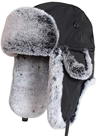 SK Studio Wintermütze mit Ohrenklappen, Warme Baumwolle Trappermütze Hut Unisex Fliegermütze Fellmütze Erwachsenen für Herren Schwarz1/Gestrickt M