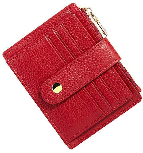 BTNEEU Homme Femme Porte Carte de Credit Cuir RFID Blocage Portefeuille Cuir Petit, Porte Carte Slim avec Poche à Monnaie, Petit Porte Monnaie Cuir avec 9 Emplacements de Carte (Rouge)