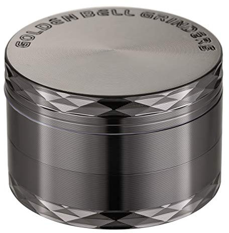 LIHAO 1 x Grinder Pollen Crusher Nickel-Schwarz 4-teiliges Set Krautmühle Zinklegierung für Spice, Kräuter, Gewürze, Herb (MEHRWEG)