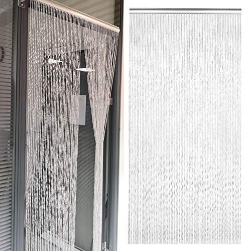 EBTOOLS Aluminum Chain Curtain 84.4x35.4in - Stylish Insect Bug Screen Door Divider for Home, Office, and Store Decoration, Silver Finish
